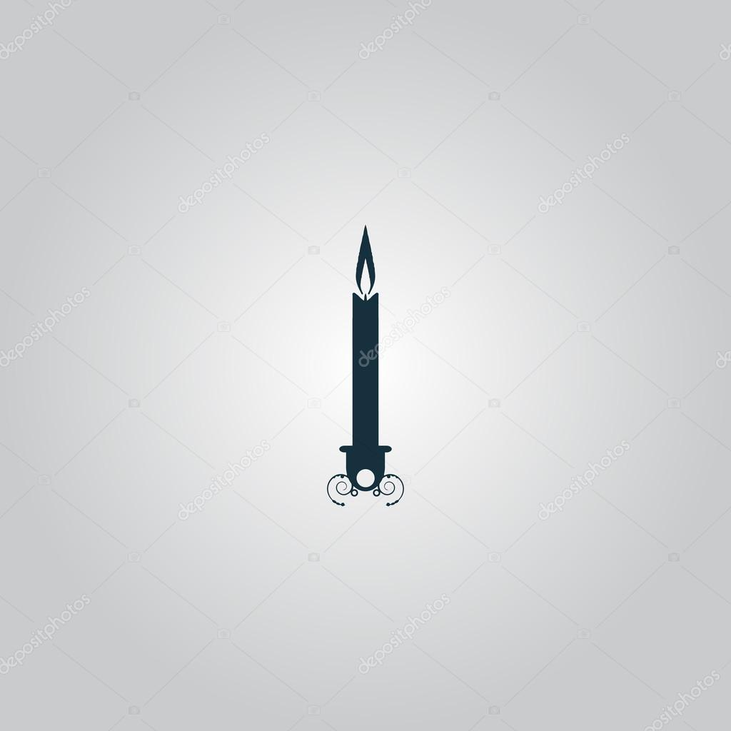 Silhouette candle. Flat web icon or sign isolated on grey background. Collection modern trend concept design style vector illustration symbol