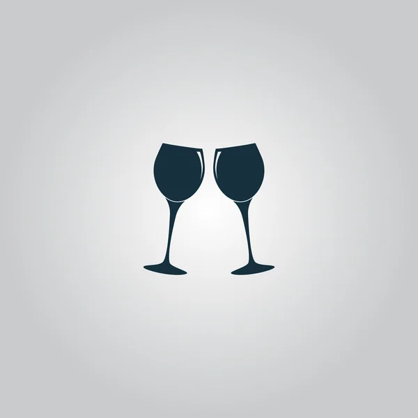 Two glasses of wine or champagne. Vector icon. — Stock Vector