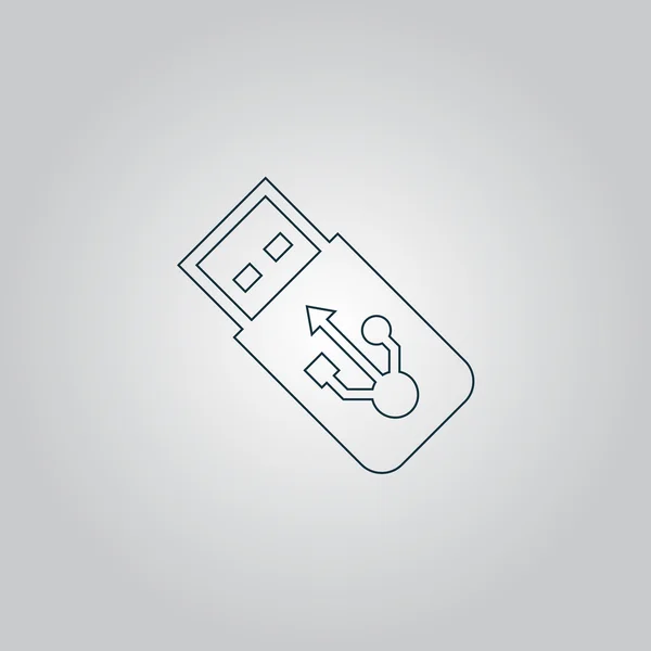 Вектор USB Flash Drive иконка на серой плоской кнопки — стоковый вектор