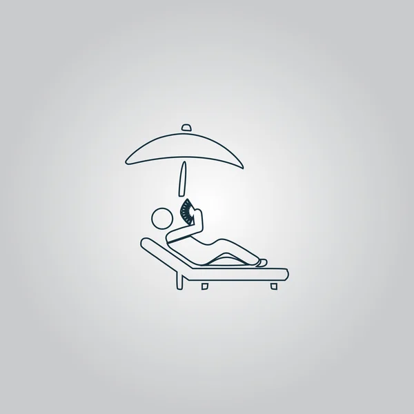 Rilassarsi sotto un ombrellone su un lettino — Vettoriale Stock
