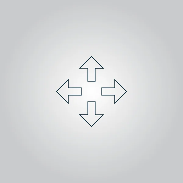 Flechas en cuatro direcciones icono — Vector de stock