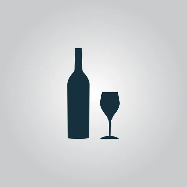 Bir şişe şarap ve cam — Stok Vektör