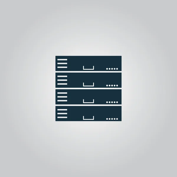 Server computerpictogram, platte ontwerp — Stockvector