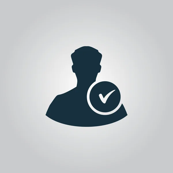User profile sign web icon with check mark glyph — Stock Vector