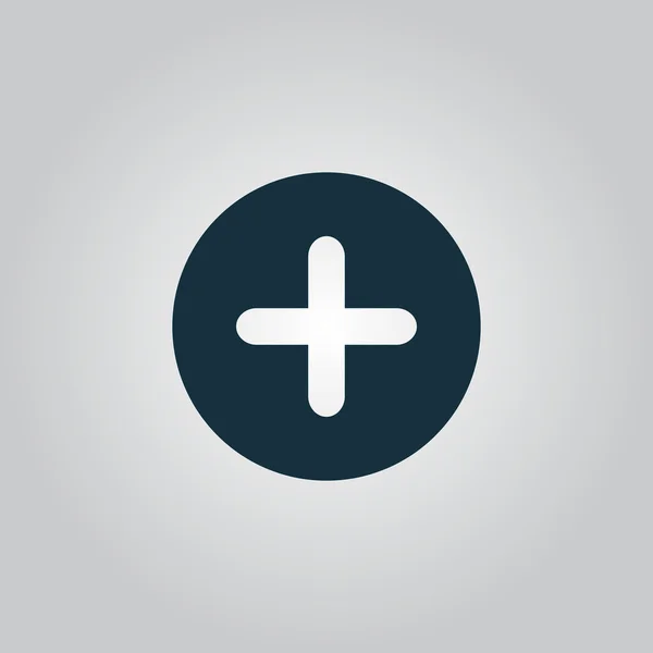 Plus sign icon. Positive symbol. Zoom in. Black silhouette on round