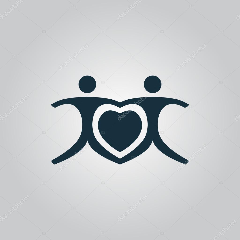 Love people - heart. Flat web icon or sign isolated on grey background. Collection modern trend concept design style vector illustration symbol