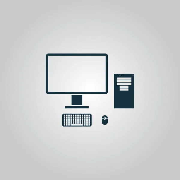 Funda de ordenador con monitor, teclado y ratón, icono de vector . — Archivo Imágenes Vectoriales