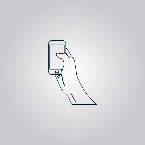 Icona del telefono cellulare in mano — Vettoriale Stock