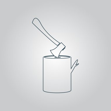 Aracı oduncu balta bir ahşap güverte