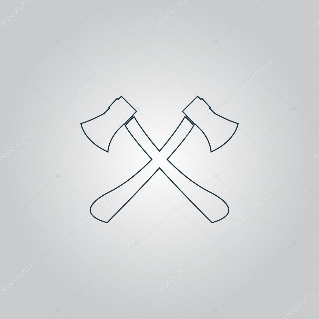 Two axes with wooden handles vector illustration