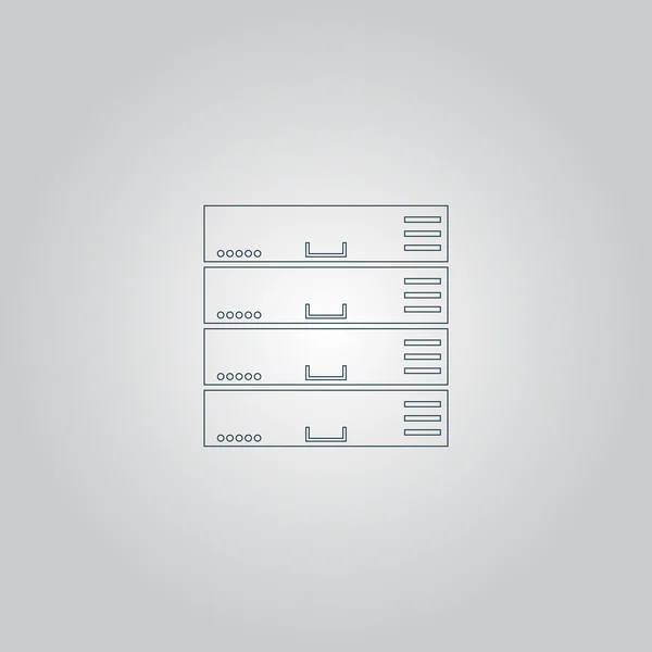 Server computerpictogram, platte ontwerp — Stockvector