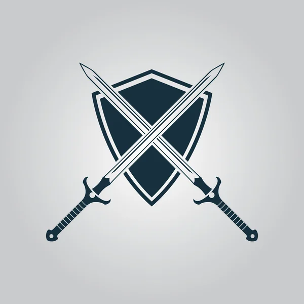 Twee zwaarden en shiel — Stockvector