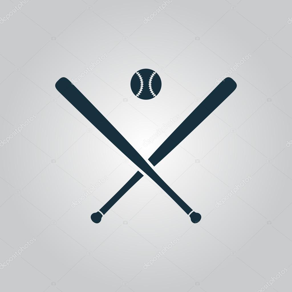 Vector crossed baseball bats and ball  