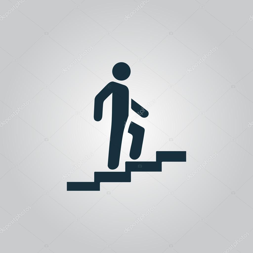 Man on Stairs going up symbol, vector