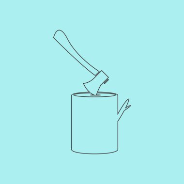 Aracı oduncu balta bir ahşap güverte