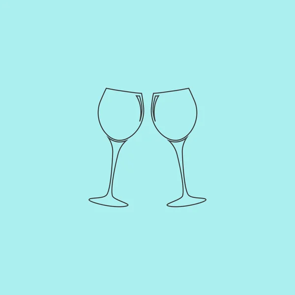 Twee glazen wijn of champagne. Vector pictogram. — Stockvector