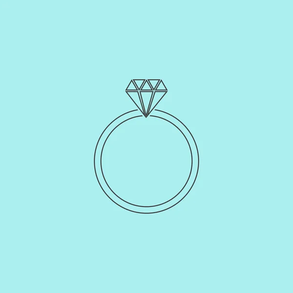 Diamante anillo de compromiso vector icono — Vector de stock