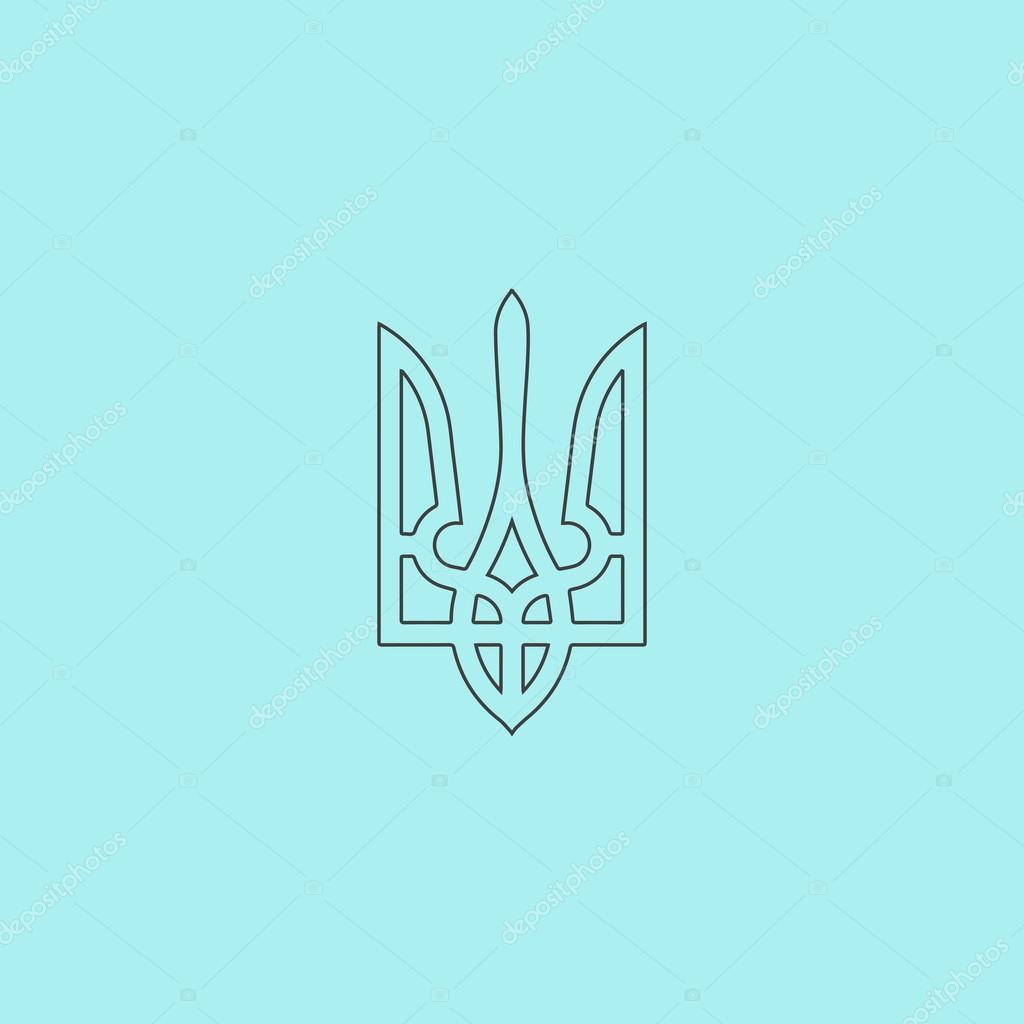 Trident. Simple outline flat vector icon isolated on blue background