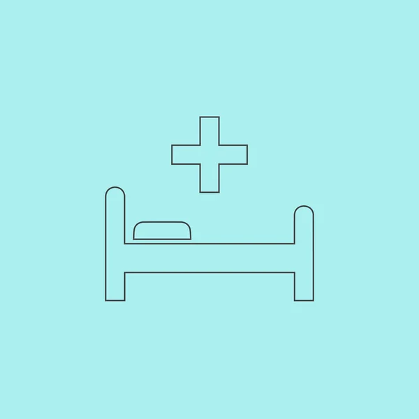 Cama de hospital e cruz, ícone vetorial — Vetor de Stock