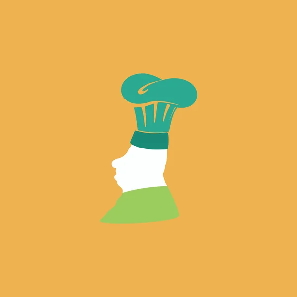 Silueta de chef en sombrero — Vector de stock