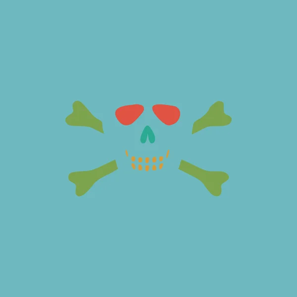 Cartoon skull with bones vector icon — Stock Vector