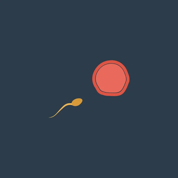Icona piatta di uovo e spermatozoo — Vettoriale Stock