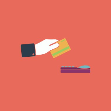 Bir kredi kartı sembolü swiping el