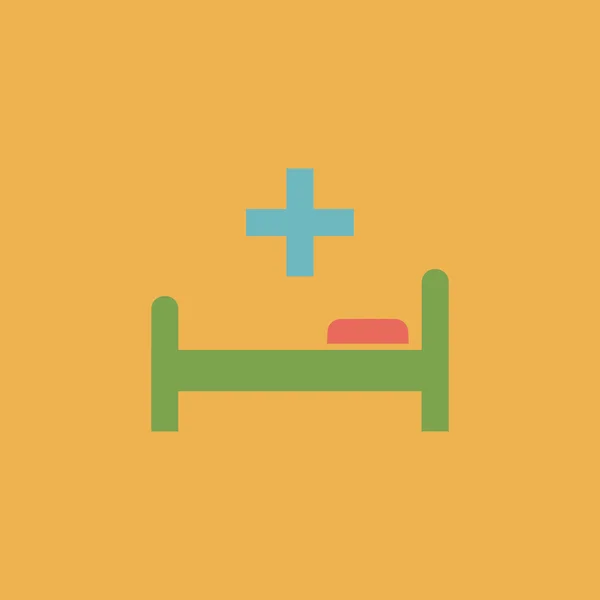 Szpitalnym łóżku i krzyż, ikona wektor — Wektor stockowy