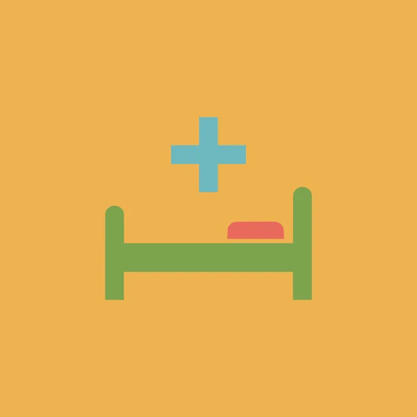 Cama de hospital y cruz, icono de vector — Vector de stock