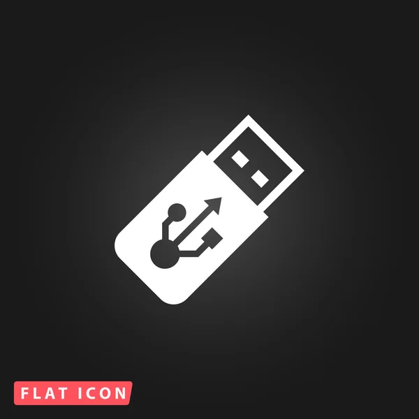 Vecteur clé USB icône sur un bouton plat gris — Image vectorielle