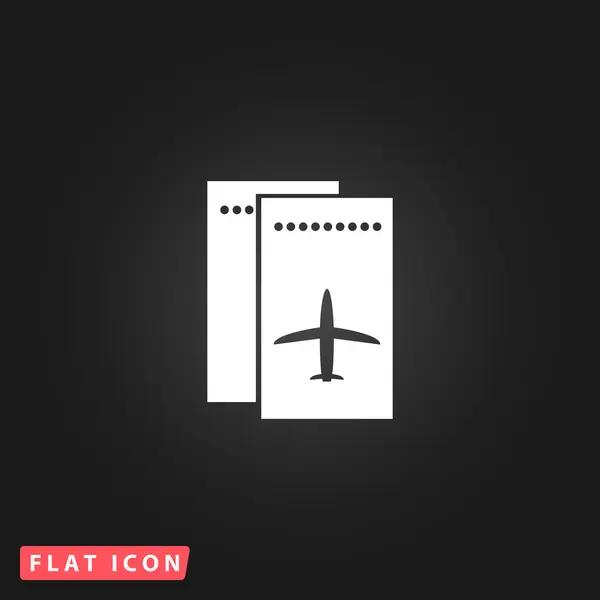 Ícone plano do bilhete de avião — Vetor de Stock