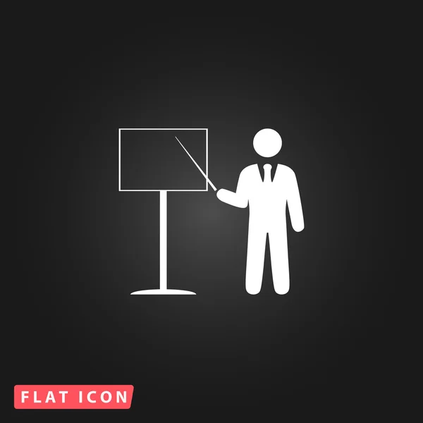 Presentation sign icon. Man standing with pointer — Stock Vector