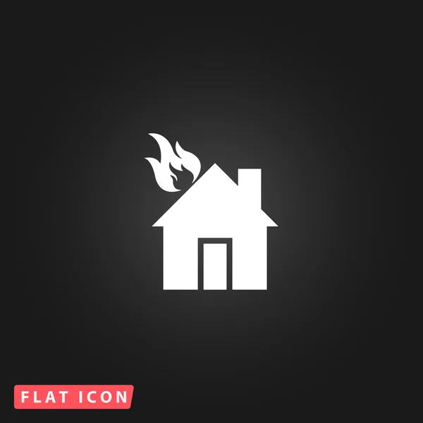 Casa en el fuego icono del vector — Vector de stock