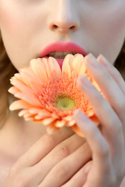 Close Fashion Model Lips Close Fashion Model Face Creative Professional — Stock Photo, Image