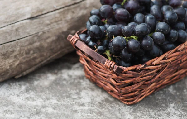 Grappoli Uva Cesto Fondo Naturale Luogo Testo Messa Fuoco Selettiva — Foto Stock