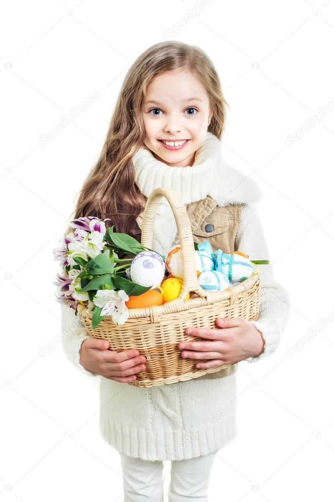 Smiling little girl with basket