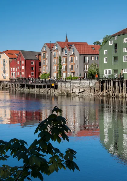 Stary widok miasta Trondheim — Zdjęcie stockowe