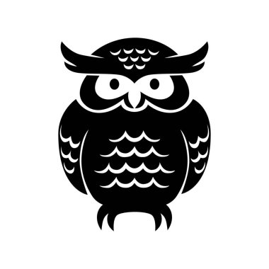 Yaratıcı baykuş silueti tasarımı. Yırtıcı kuş sembolü.