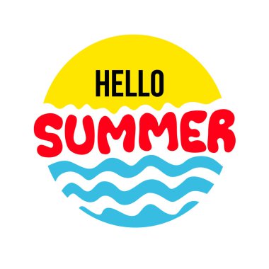 Renkli merhaba yaz tipografi tasarımı