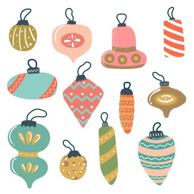 El çizimi Noel oyuncağı. Düz Çizim.