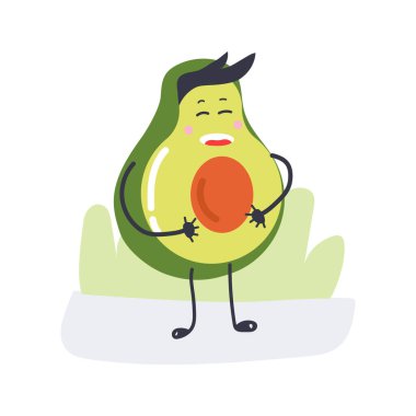 Tatlı avokado kahkahaları. Düz illüstrasyon beyaz arkaplanda izole edildi.