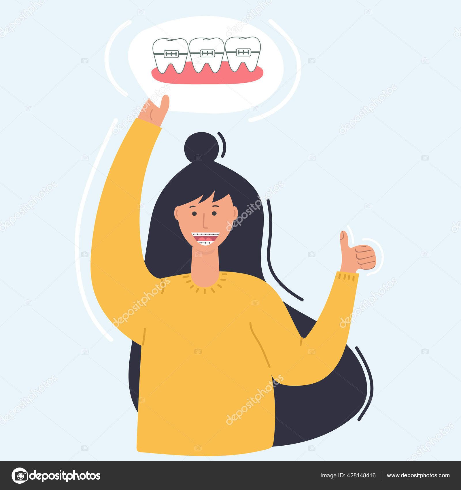 Woman Teeth Braces Dental Care Woman Smiling Showing Her Smile Vector Image By C Ermosa Vector Stock Woman Teeth Braces Dental Care Woman Smiling Showing Her Smile Vector Image By C Ermosa Vector Stock