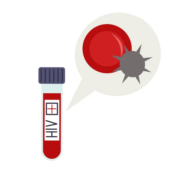 血液検査管Hivエイズ陽性の検査 血液中の感染症 — ストックベクタ