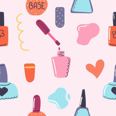 El yapımı, pürüzsüz oje deseni. Modern düz resimleme.