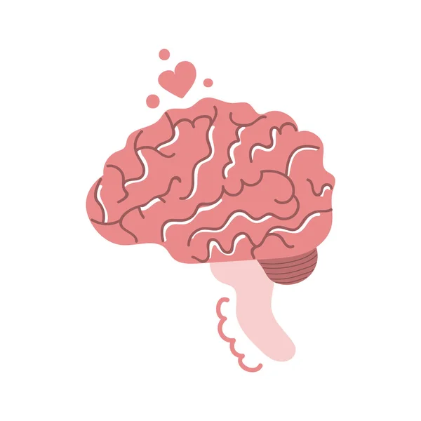 Cerebro Humano Dibujado Mano Lindo Plano Ilustración Moderna Concepto Órgano — Vector de stock