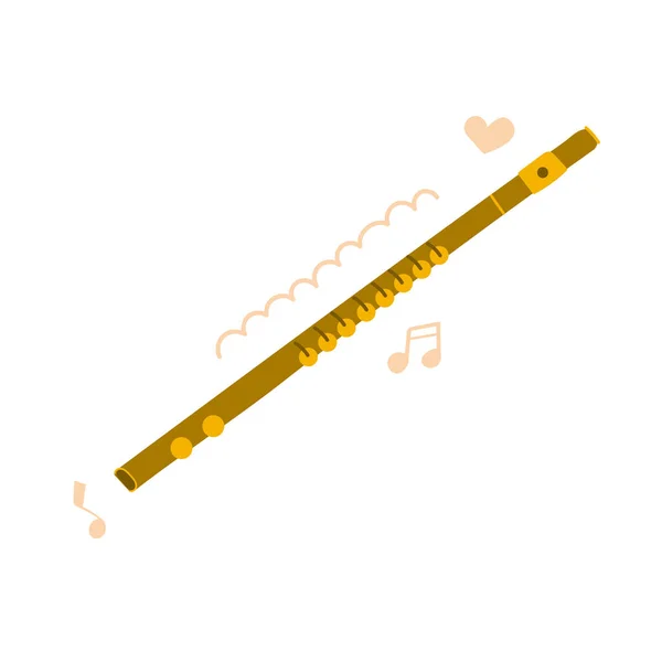 Handgezeichnete Flöte Musikinstrument Liebeskonzept Flache Illustration Stockvektor