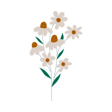 El yapımı papatya çiçekleri. Modern tasarımda düz çizim.