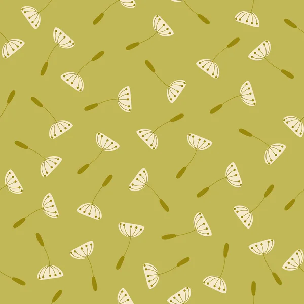 Seamless Pattern Hand Drawn Flat Flying Dandelion Seeds — Stock Vector