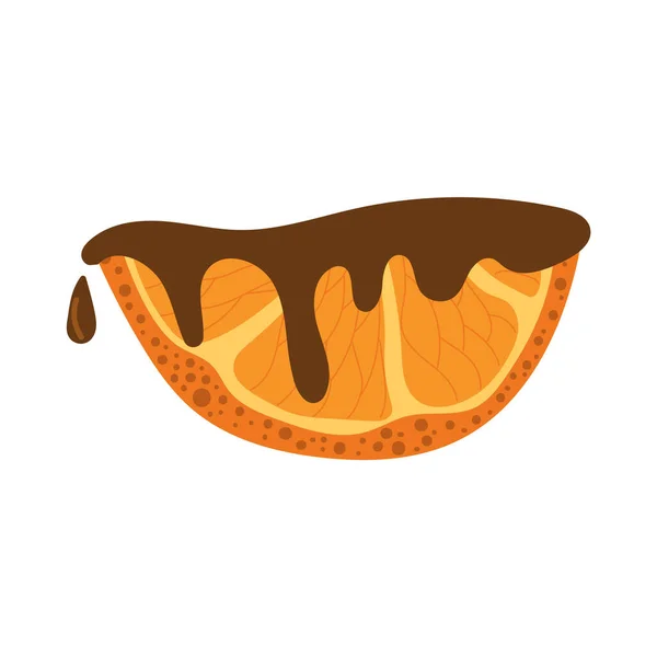 Kézzel Rajzolt Narancsszelet Csokoládéban Desszertkoncepció — Stock Vector