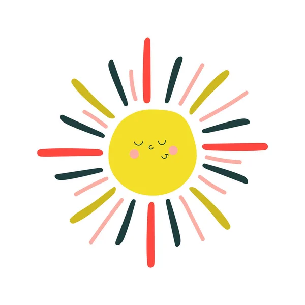 Cute Modern Sun Illustration Face Nursery Design — Stock Vector